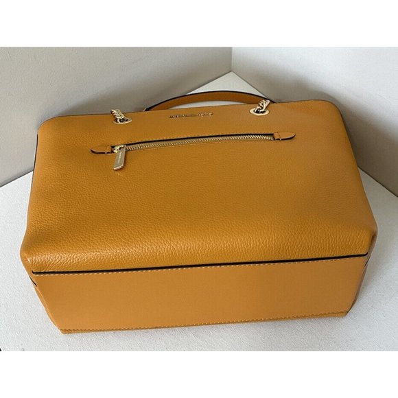 New Michael Kors Jet Set Medium Front Zip Chain Tote Pebble Leather Honeycomb - Picture 4 of 6